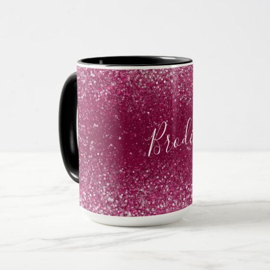 Burgundy en Silver Glitter Mok (Voorkant links)