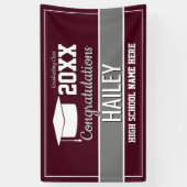 Burgundy en Silver School Colors Afstuderen Spandoek (Verticaal)