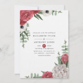 Burgundy en White Floral Wedding Kaart (Voorkant)