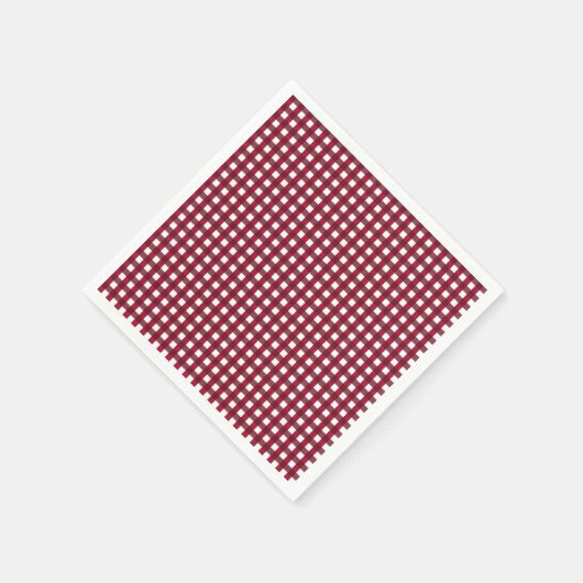 Burgundy en White Gingham Pattern Servet (Hoek)