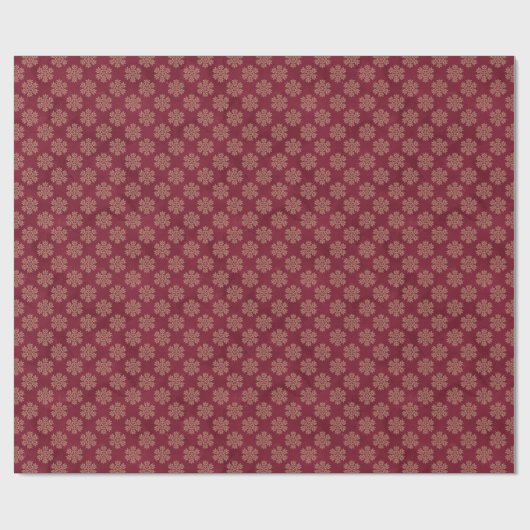 Burgundy en White Snowflake Kerstmis Cadeaupapier (Vlak)