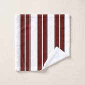 Burgundy en White Striped Bad Handdoek (Wasdoekje)