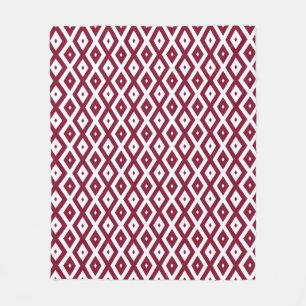 Burgundy- en wit diamantpatroon fleece deken
