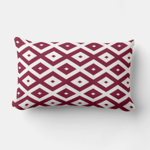 Burgundy- en wit diamantpatroon kussen