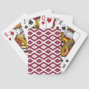Burgundy- en wit diamantpatroon pokerkaarten