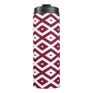 Burgundy- en wit diamantpatroon thermosbeker