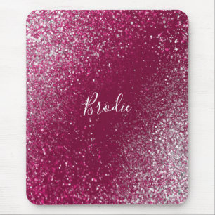 Burgundy en zilver glitter muismat