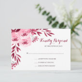 Burgundy et Blush Aquarelle Mariage floral RSVP (Debout devant)