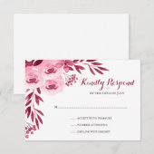 Burgundy et Blush Aquarelle Mariage floral RSVP (Devant / Derrière)