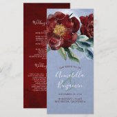 Burgundy et Dusty Blue Romantic Wedding Programmes (Devant / Derrière)