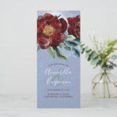 Burgundy et Dusty Blue Romantic Wedding Programmes (Debout devant)