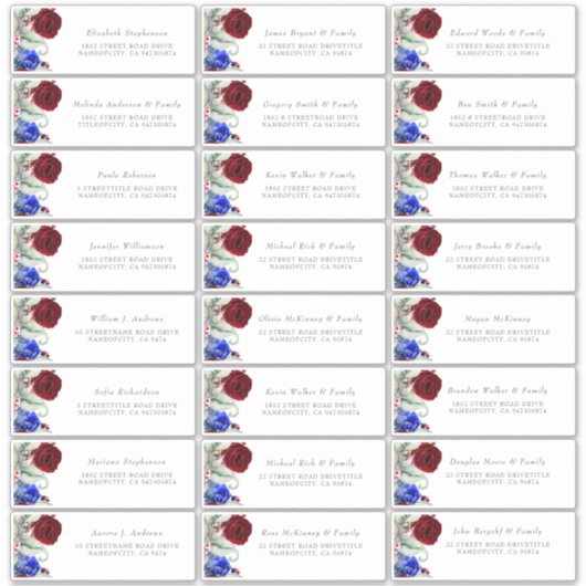 Burgundy et Marine Bleue Nom d'hôte Étiquettes de  (Devant)