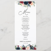 Burgundy et Marine Floral Mariage Ceremony Menu (Devant)