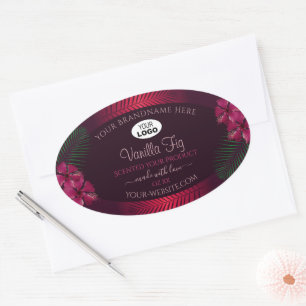 Burgundy Étiquettes Hawaii Fleurs Feuille Logo