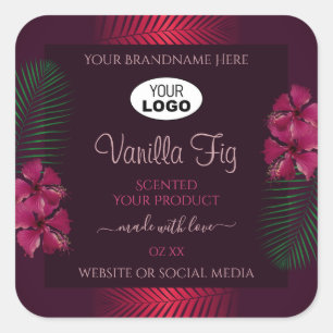 Burgundy Étiquettes Hawaii Fleurs Feuille Logo