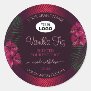 Burgundy Étiquettes Hawaii Fleurs Feuille Logo