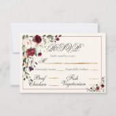 Burgundy Eucalyptus Floral Wedding RSVP Kaartje (Voorkant)