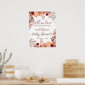 Burgundy Fall In Love Baby shower Affiche de bienv (Cuisine)