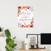 Burgundy Fall In Love Baby shower Affiche de bienv (Bureau à domicile)