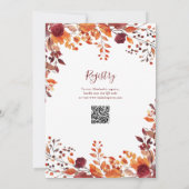 Burgundy Fall In Love QR Code Bruiloft Feest Kaart (Achterkant)
