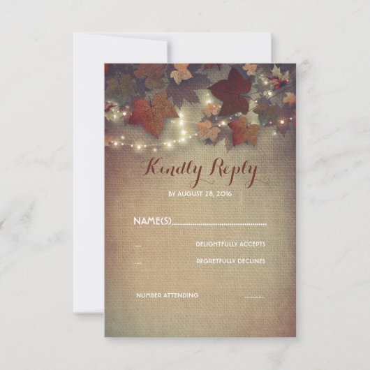 Burgundy Fall quitte Mariage Rustique Cartes RSVP (Devant)