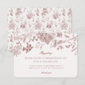 Burgundy Fall Toile Jouy Carte d'enregistrement In (Devant / Derrière)