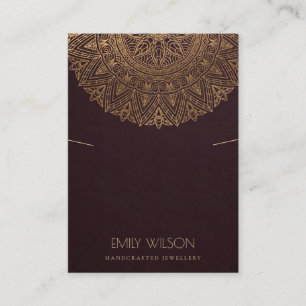BURGUNDY FAUX GOLD MANDALA KETTING VISITEKAARTJE
