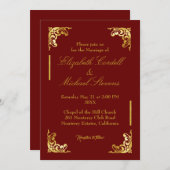 Burgundy Faux Gold Script Weddenschap Aankondiging (Voorkant / Achterkant)