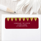 Burgundy Faux Gold Triangle Pattern Modern Address Etiket (Insitu)