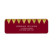 Burgundy Faux Gold Triangle Pattern Modern Address Etiket (Voorkant)