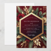 Burgundy Festive Foliage Wedding Kaart (Voorkant / Achterkant)