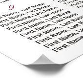 Burgundy floral 12 Tables Wedding Seating Chart Poster (Hoek)