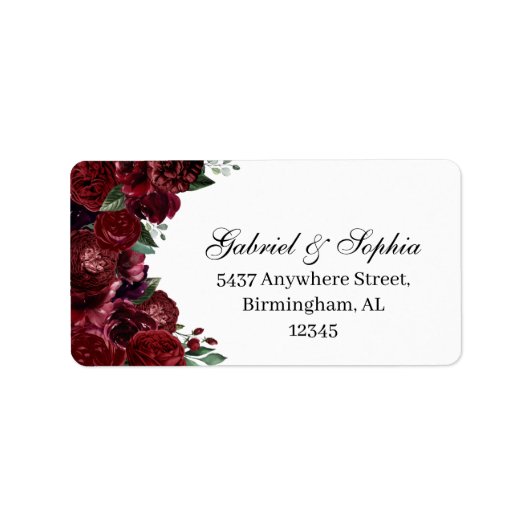 Burgundy Floral Address Label (Voorkant)