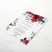 Burgundy floral all in one calligraphy bruiloft folie uitnodiging (Gedraaid)