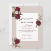 Burgundy Floral Autumn Wedding Invitation (Devant)