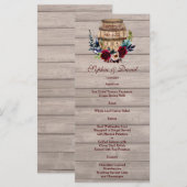 Burgundy Floral Barrel Mariage de automne Menu (Devant / Derrière)