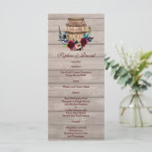 Burgundy Floral Barrel Mariage de automne Menu (Debout devant)