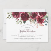 Burgundy Floral Bloom Vrijgezellenfeest Invite Bedankkaart (Voorkant)