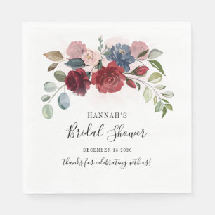 Burgundy Floral Blush Custom Vrijgezellenfeest Pap Servet