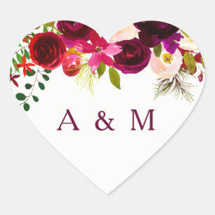 Burgundy Floral Boho altijd voor de gunst Hart Sticker