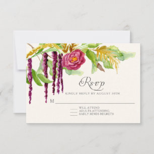 Burgundy Floral BOHO Bois Rustique Réponse RSVP