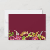 Burgundy Floral BOHO Bois Rustique Réponse RSVP (Dos)