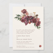 Burgundy Floral Botanical Wedding Invitation (Devant)