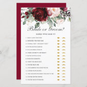 Burgundy Floral Bride of Groom Raad die het zei (Voorkant / Achterkant)