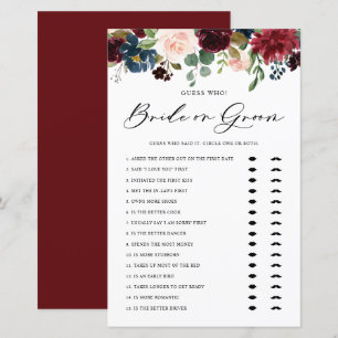 Burgundy Floral Bride of Groom Vrijgezellenfeest G