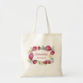 Burgundy Floral Bridesmaid Tote Bag (Voorkant)