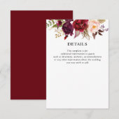 burgundy floral bruiloft RSVP kaartje (Voorkant / Achterkant)