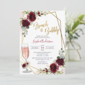 Burgundy Floral Brunch en bloedig Vrijgezellenfees Kaart (Staand voorkant)