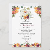 Burgundy Floral Citrouille Thanksgiving Diner Menu (Devant)