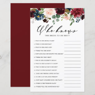 Burgundy Floral die Bride het beste spel kent